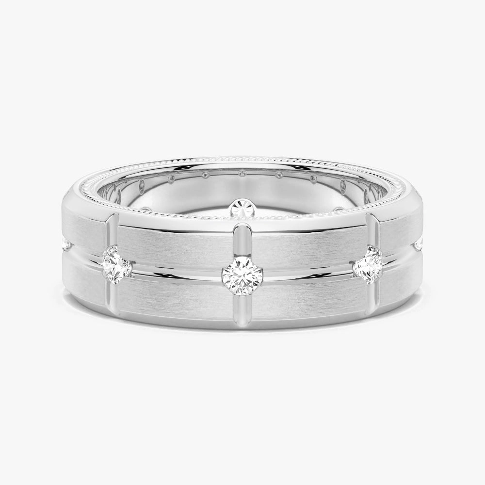 7.5mm Two Tone Matte Finish Moissanite Men's Band Trendy Design
