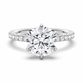 Petite Six Prong Micropav?? Moissanite Engagement Ring With Hidden Halo Holiday Glow