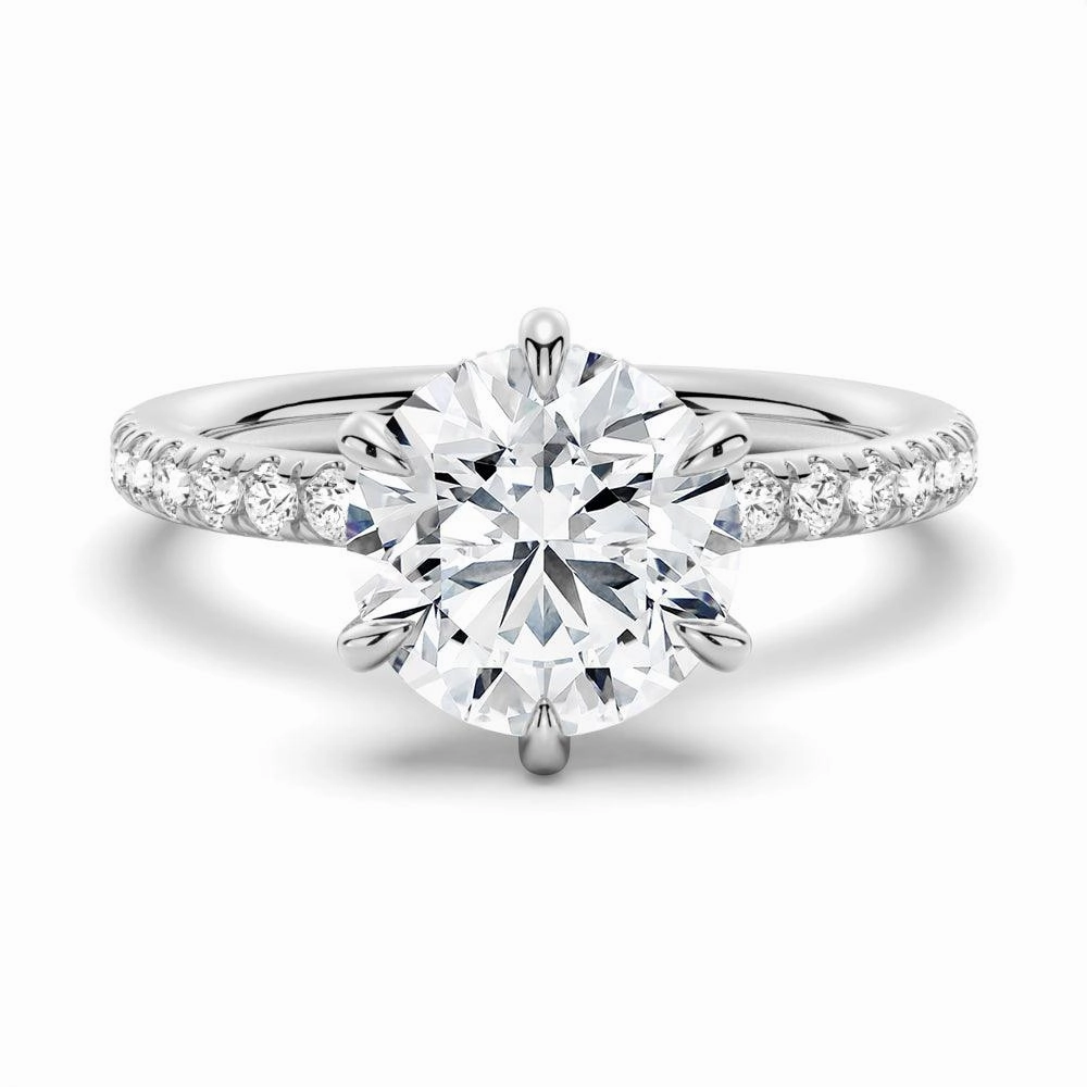 Petite Six Prong Micropav?? Moissanite Engagement Ring With Hidden Halo Luxe Lookbook Winter Party