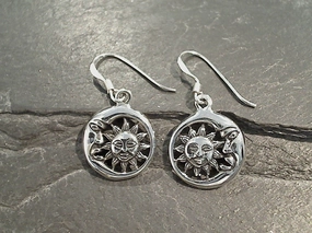 Sterling Silver Sun And Moon Earrings Cute Jewelry