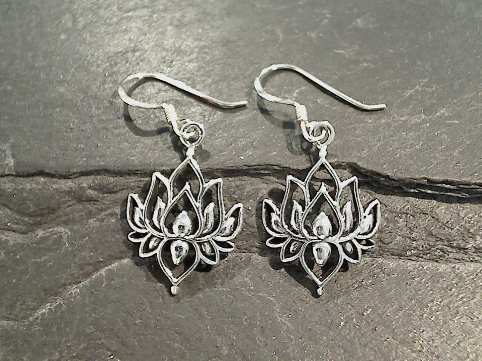 Summer Jewelry Statement Trinket Sterling Silver Lotus Earrings