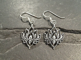 Summer Jewelry Statement Trinket Sterling Silver Lotus Earrings