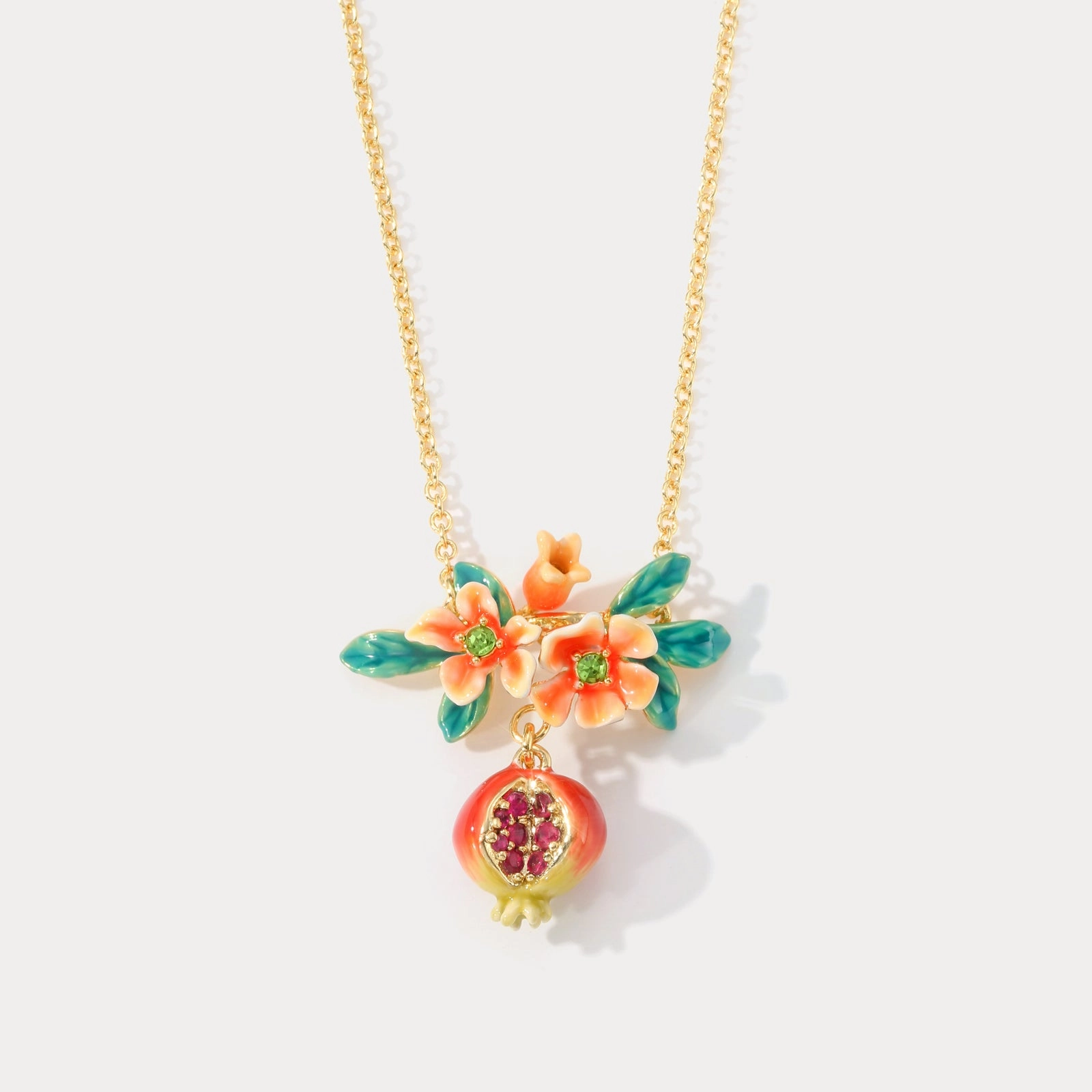 Pomegranate Flower Necklace Travel Item Classic Detail