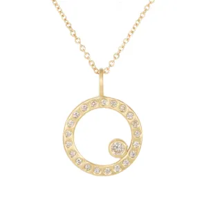18ky Gold Everyday Scattered Diamond Pendant on 14k Gold Chain - 18k/14k Gold   VS White Diamonds Luxury Look