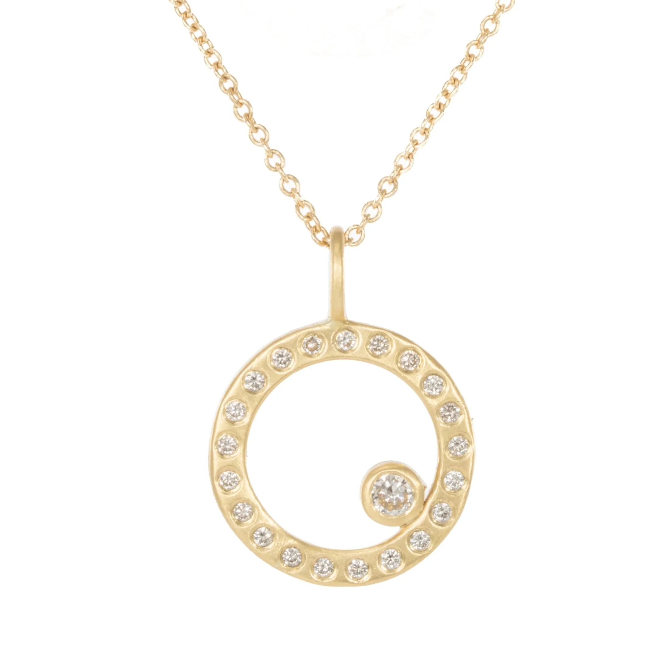 18ky Gold Everyday Scattered Diamond Pendant on 14k Gold Chain - 18k/14k Gold   VS White Diamonds Luxury Look