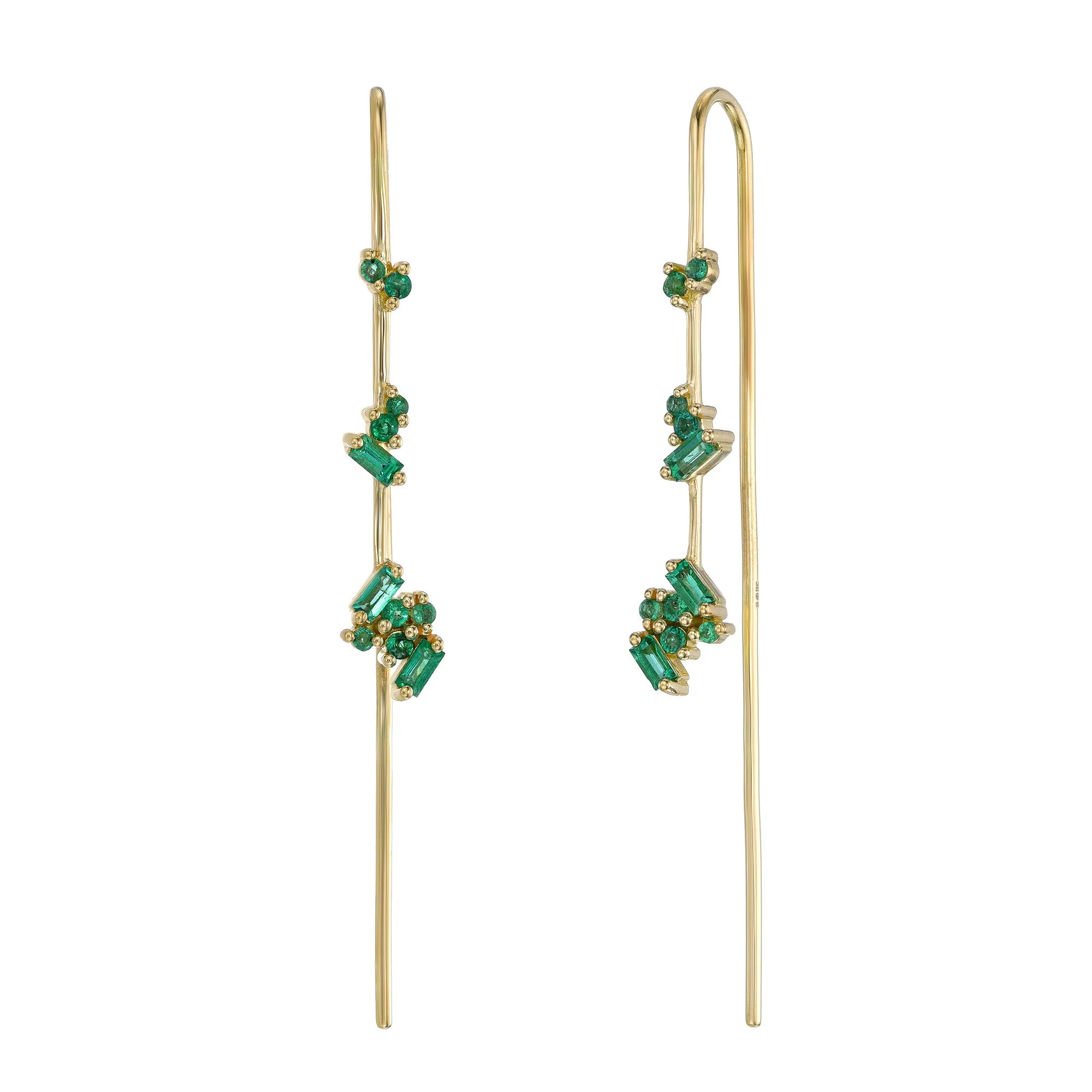 Luxe Emerald Threaders - 18k Gold Layered Mood