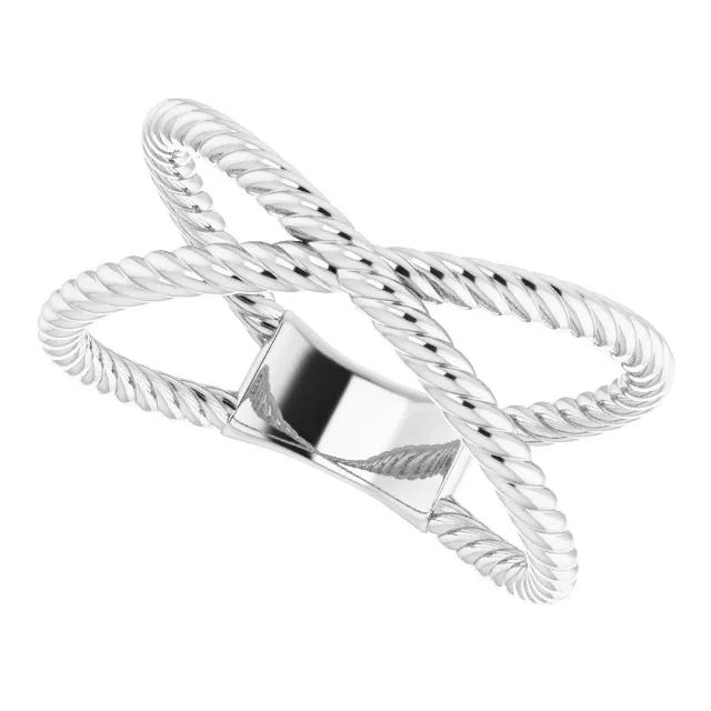 14K White Criss Cross Rope Ring Spring Present