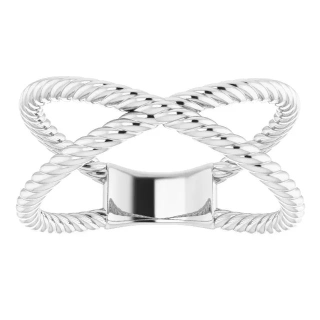 14K White Criss Cross Rope Ring Environmentally Safe