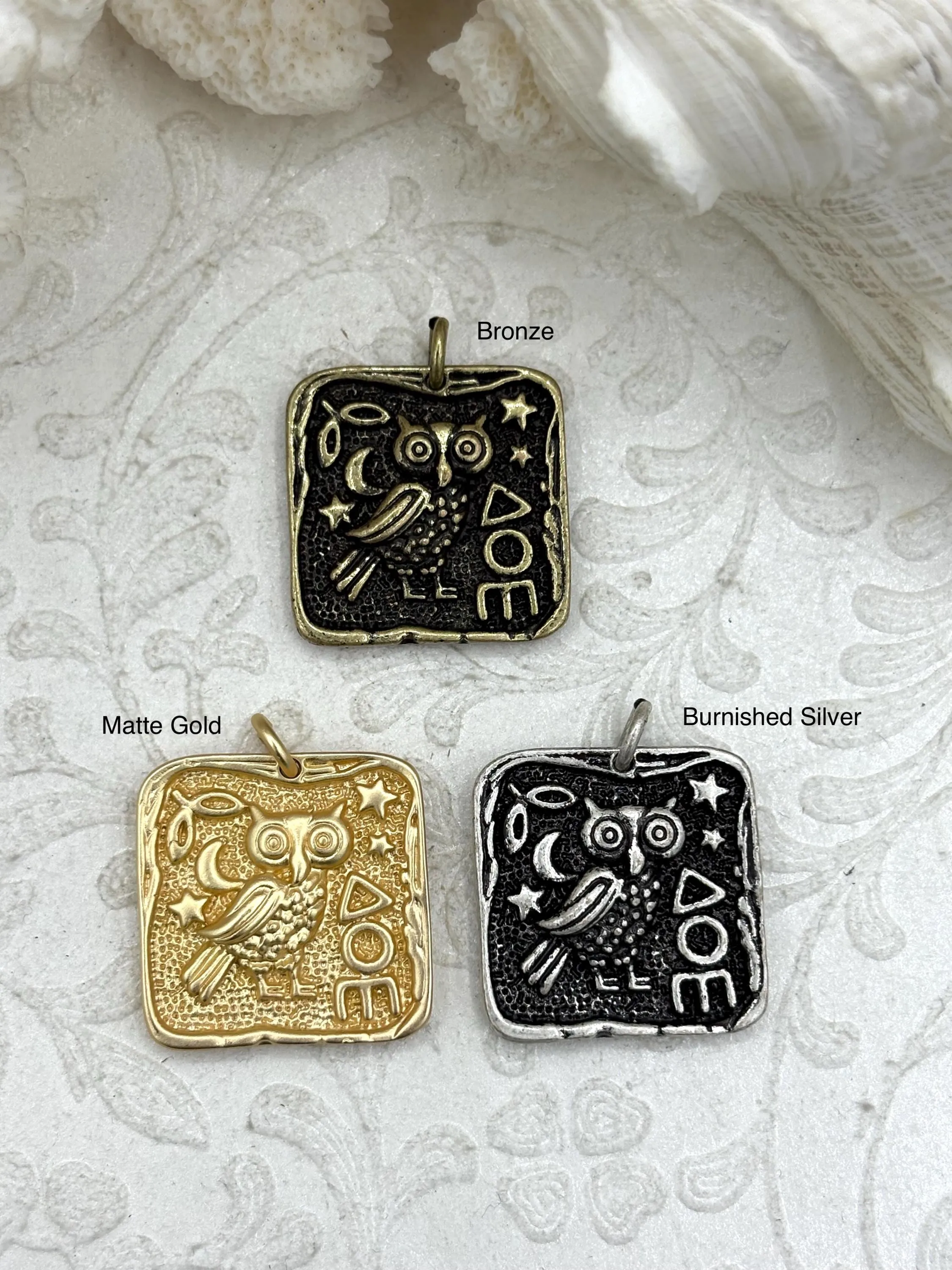 High Quality Brass Ancient Greek Coin, Bubo Owl of Athena Greek ,Athena's Owl, Replica Charm, 3 Finishes, 24mm, Fast Ship Professional Look