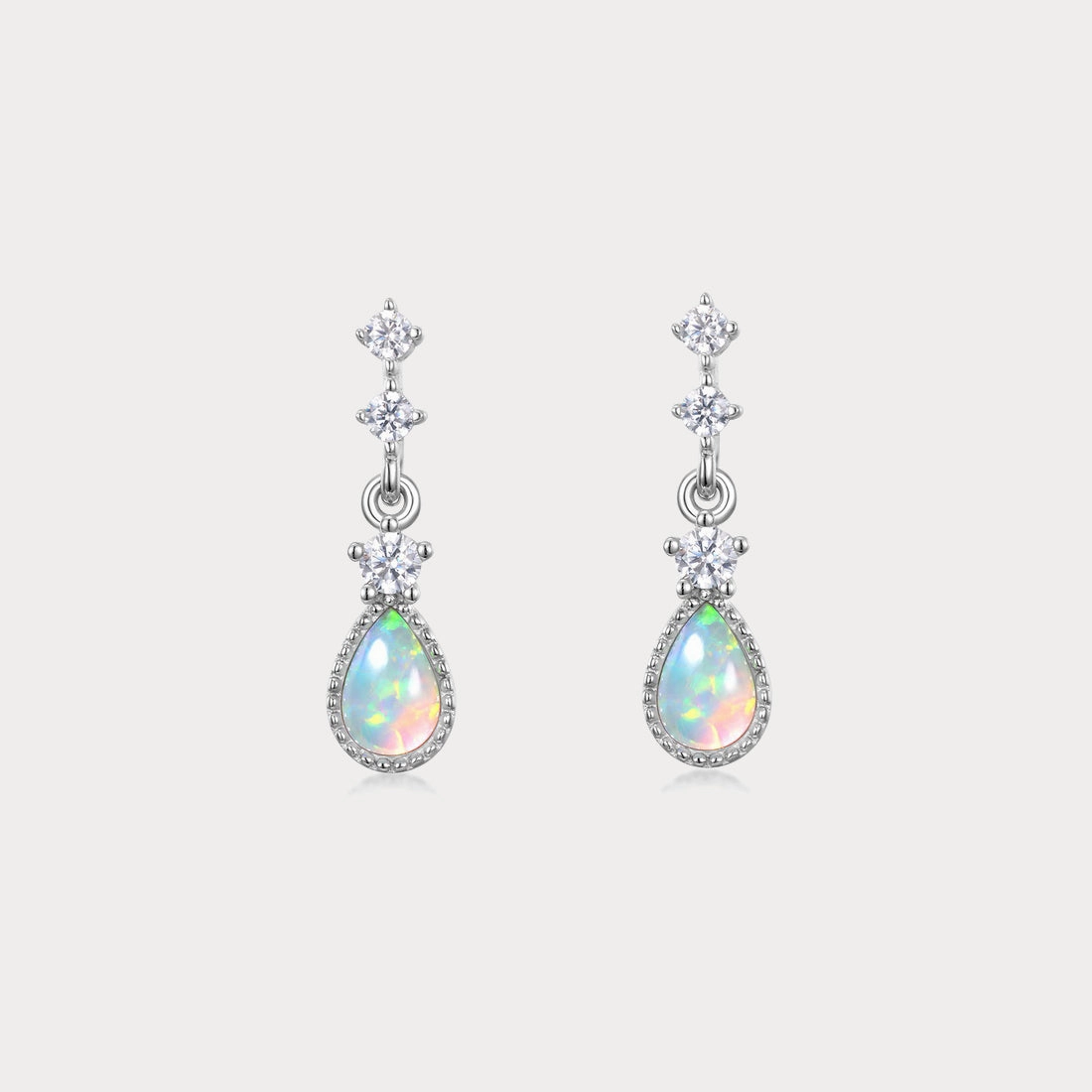 Silver Opal Drop Earrings Modern Finish