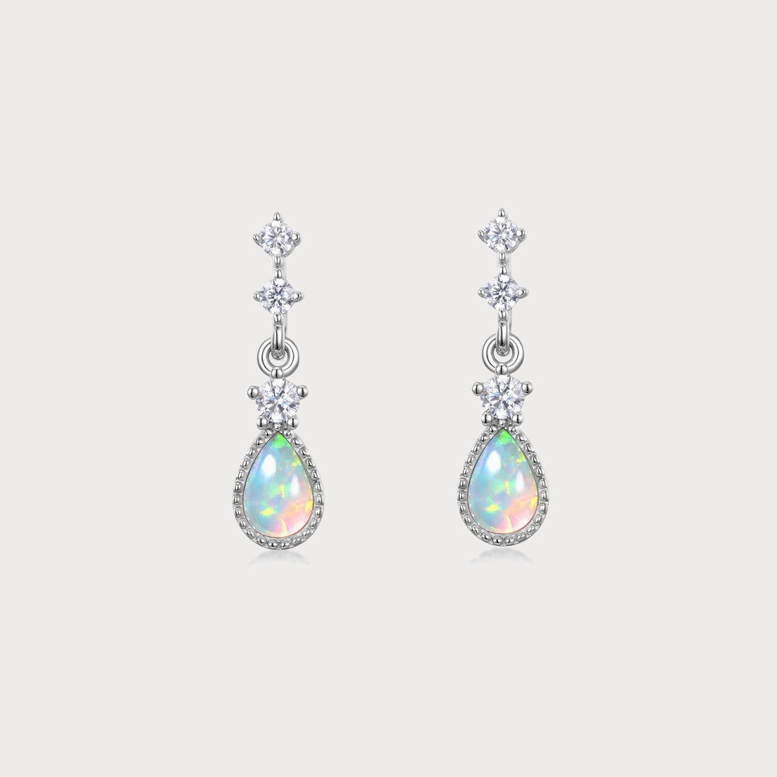 Glimmer Accent Holiday Outfit Silver Opal Drop Earrings