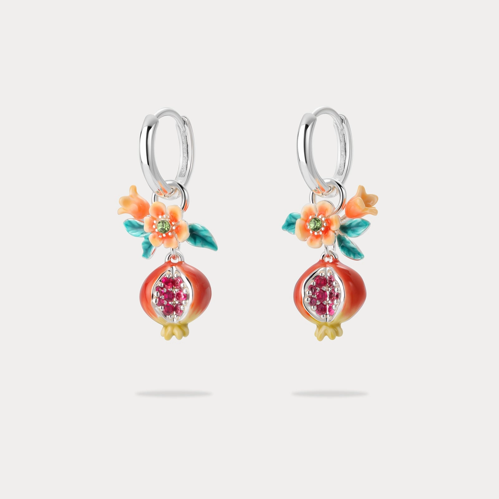 Sliver Pomegranate Flower Earrings Evening Outfit Fashion Sparkle