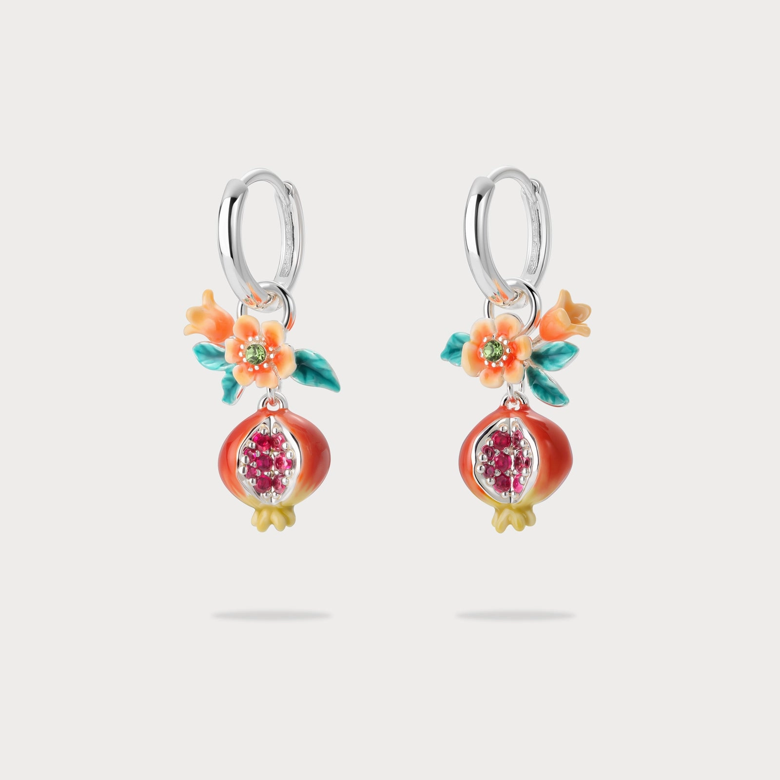 Sliver Pomegranate Flower Earrings Office Accent Stylish Detail