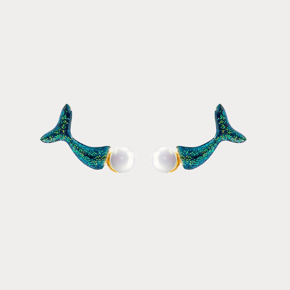 Whale Pearl Earrings Glittering Must-Have Everyday Piece