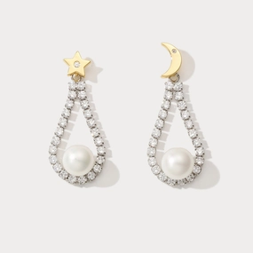 Moon Star Pearl Earrings Lightweight Adornment