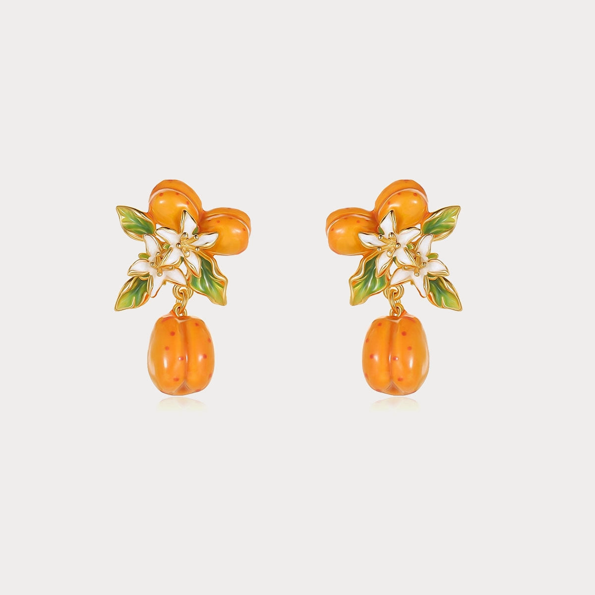 Substantial Piece Golden Plum Flower Earrings