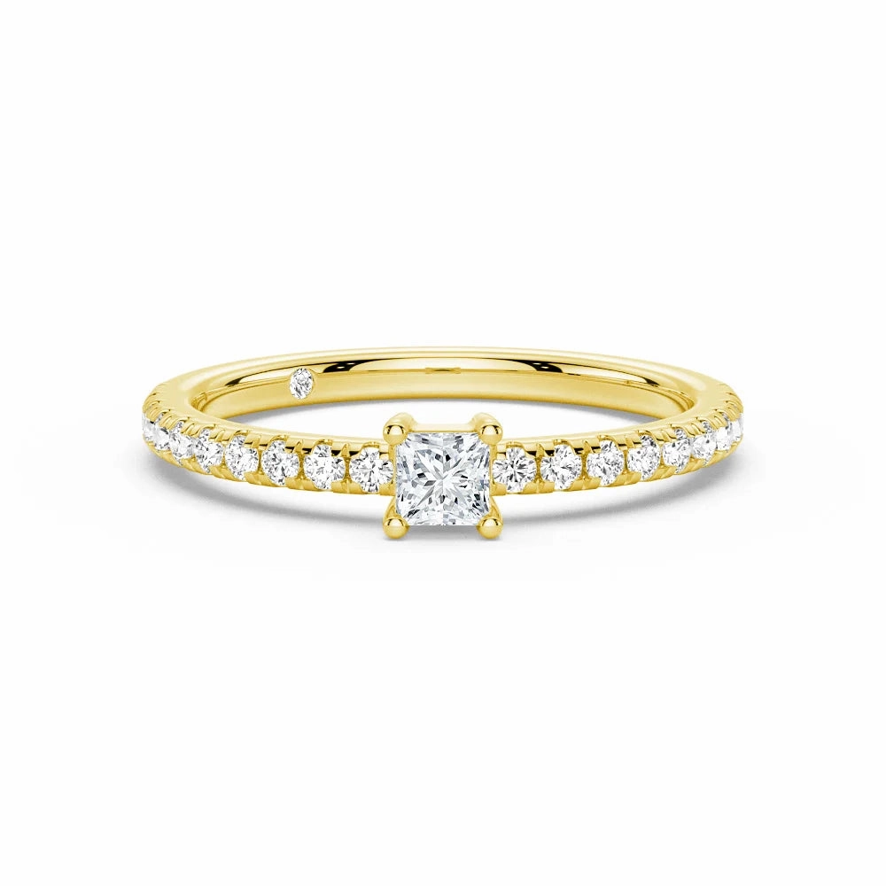 Signature Charm Night Appeal Princess Cut Lab Grown Diamond Promise Ring with Half Eternity Band