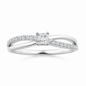 Princess Cut Lab Grown Diamond Split Shank Promise Ring Daily Accessories Work Outfit