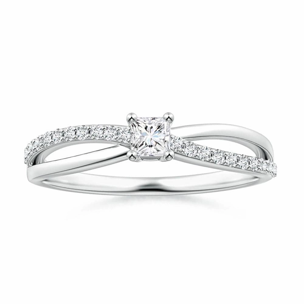 Princess Cut Lab Grown Diamond Split Shank Promise Ring Fashion highlight