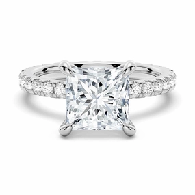 Impeccable Touch Bold Statement Princess Cut Moissanite Engagement Ring With Eternity Pave Band