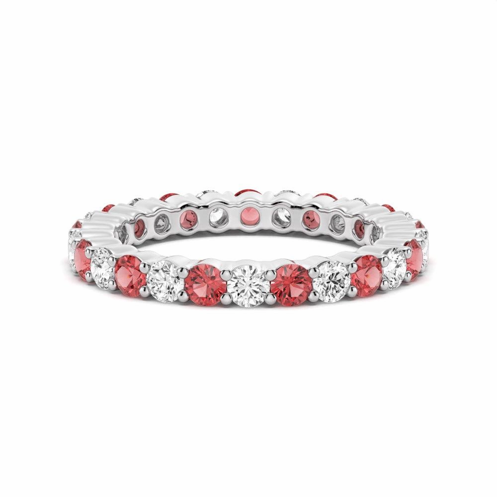 Everyday Charm Prong Set Ruby and White Sapphire Eternity Wedding Band