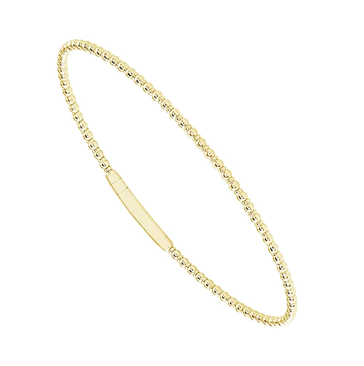 Elegant Detailing Bremer Jewelry 6.75 inch Bangle Bracelet in 14K Yellow Gold