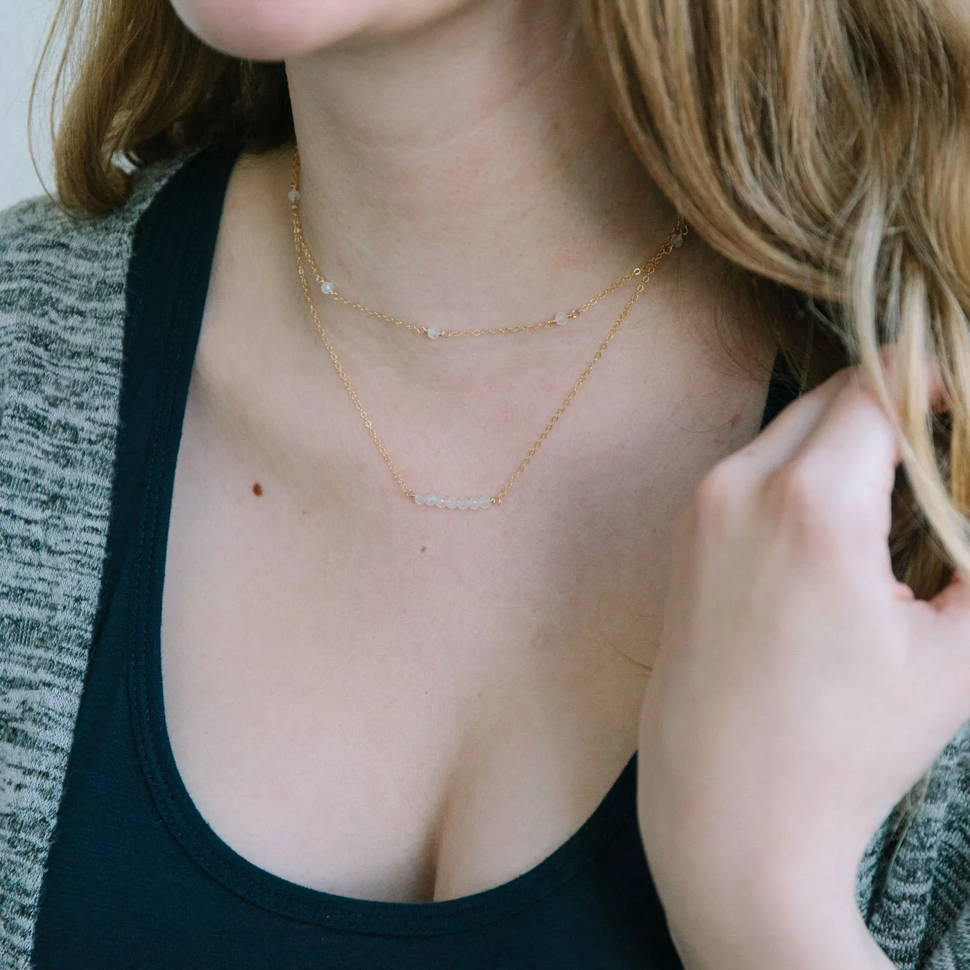 Moonstone Classic Necklace Mother??s Present Gift Idea