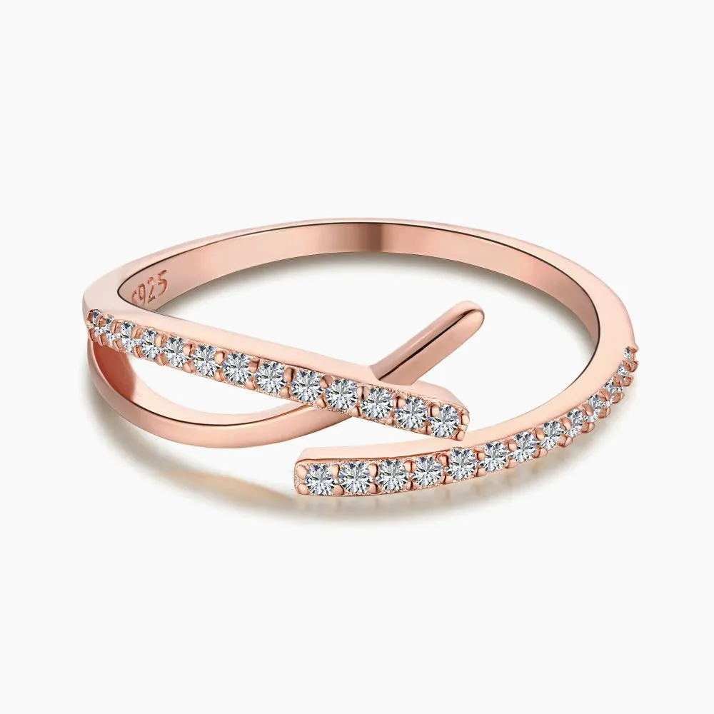 Versatile Gem 925 Sterling Silver Cross Open Amulet Ring