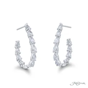 Colorful Glow Statement Glow JB Star Pear Large Hoop Diamond Earrings in Platinum (2.50ctw)