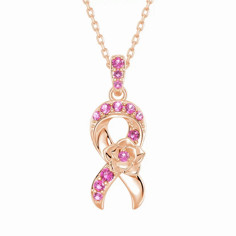 Everyday Feature Evening Accent ??Blossom Of Hope?? Pink Ribbon Breast Cancer Awareness Necklace