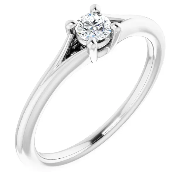 Mainstream Appeal Evening Glamour 14K White Sapphire Youth Solitaire Ring