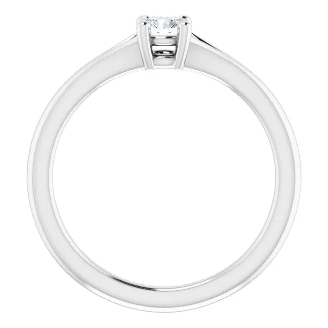 Guarantee Backed Minimalist Style 14K White Sapphire Youth Solitaire Ring