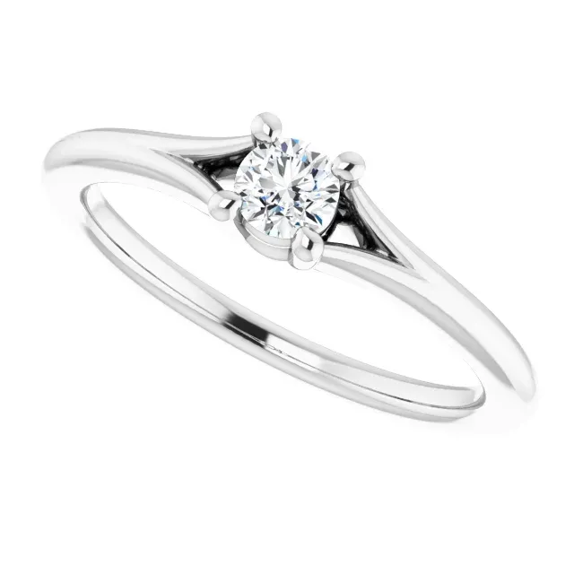 Elegant Art 14K White Sapphire Youth Solitaire Ring
