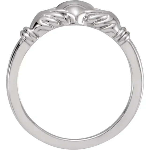 Artisan Crafted 14K White Claddagh Ring