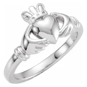 14K White Claddagh Ring Robust Appearance