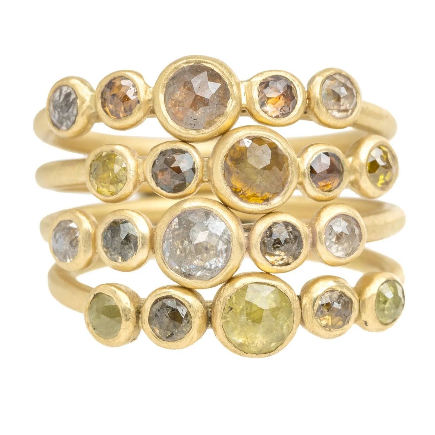 Queen Bee Ring - 18ky   Colored Rose Cut Diamonds Luxury Detail