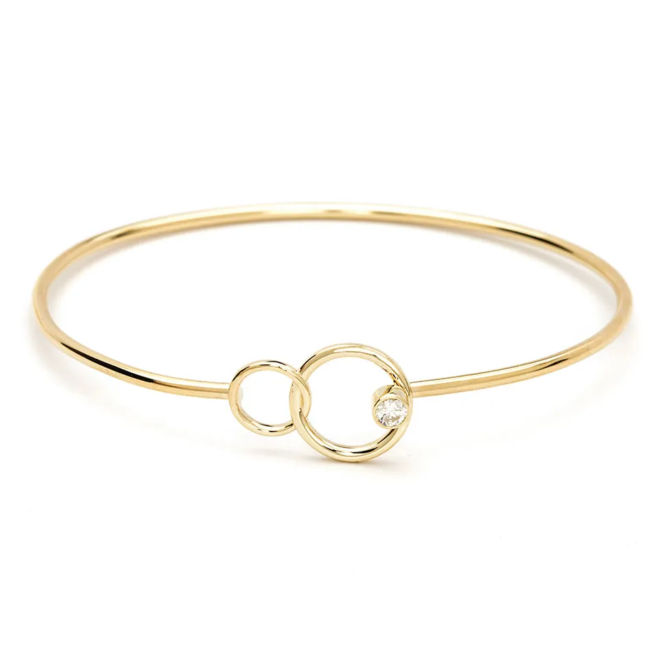 Total Combinations Consistent Elegance You   Me Bangle Diamond Bracelet in 14K Yellow Gold (.20ctw)