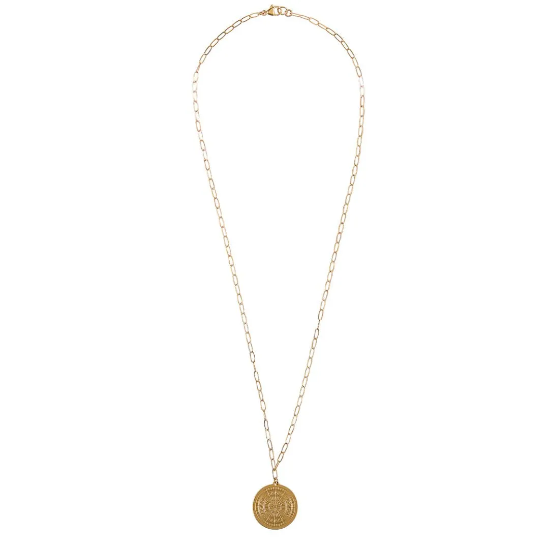 Weekend Accent Personalized Adornment Greek Coin Necklace on Paperclip Chain