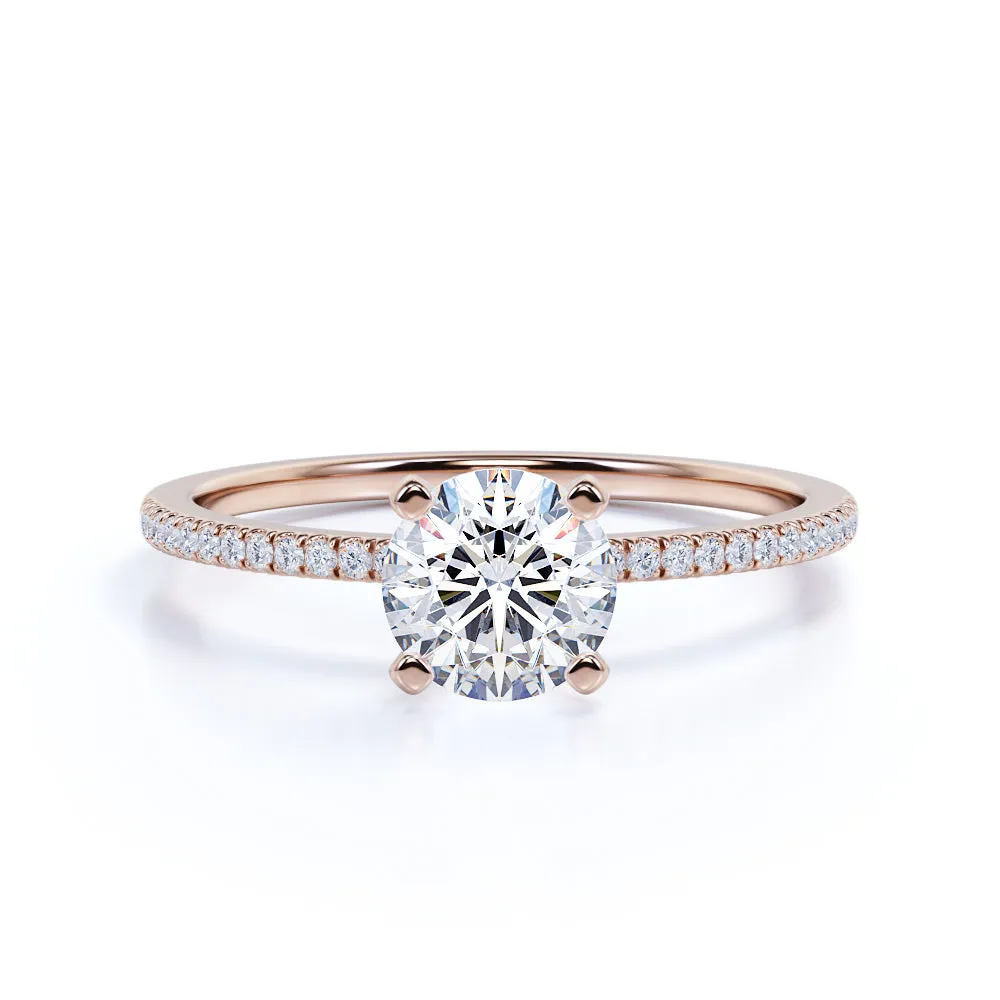 Pave 1.25 Carat Round Cut Moissanite Engagement Ring All Day Look Refined Pieces