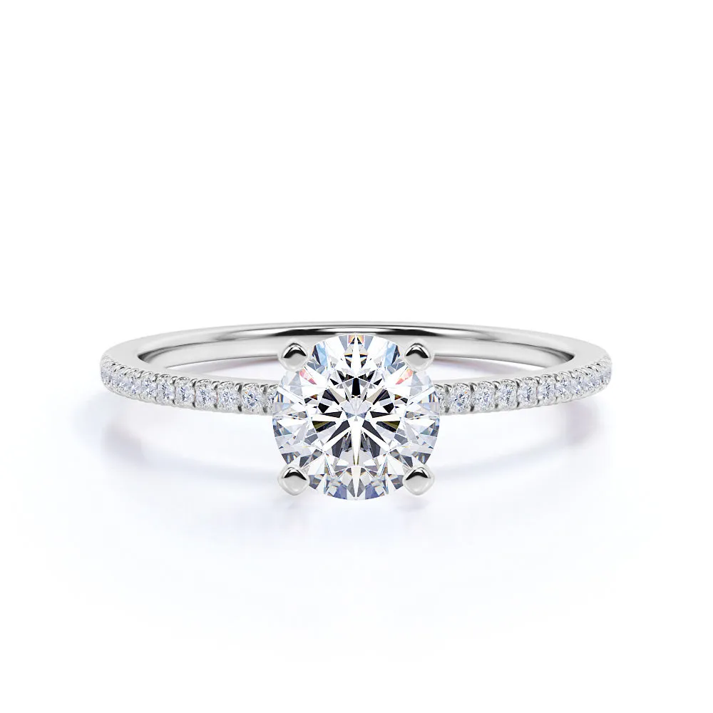 Pave 1.25 Carat Round Cut Moissanite Engagement Ring Soft Light custom design