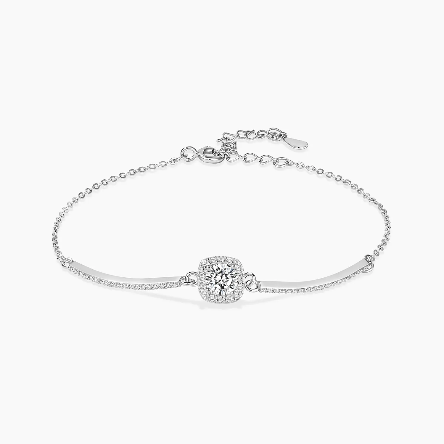 Luxury Appeal Travel Mood Radiant Cut Moissanite Adjustable Bracelet