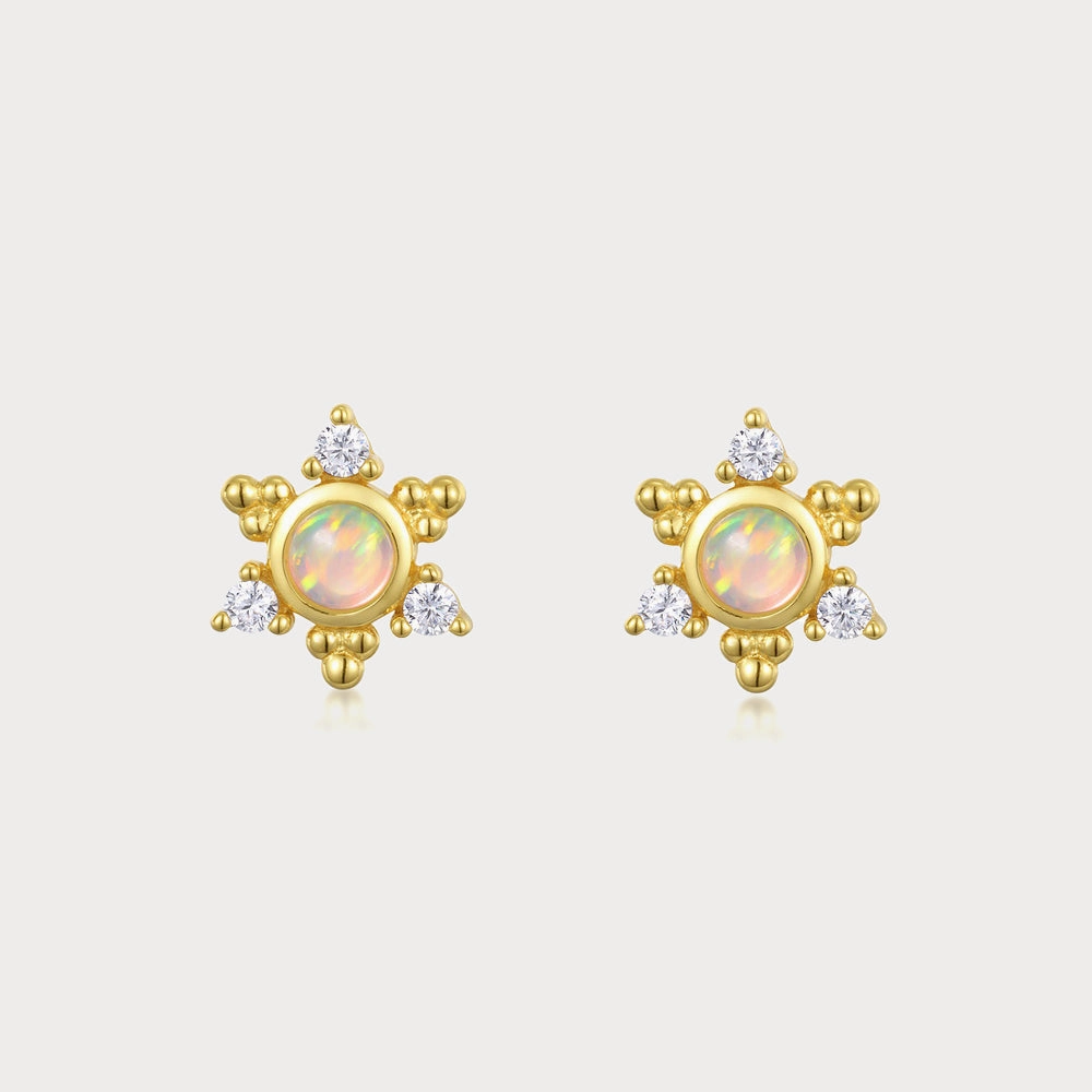 Metallic Accessory Chic Item Opal Star Stud Earrings