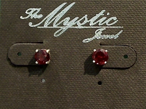 Ornate Ornament Corporate Accent Garnet, Sterling Silver 5MM Stud Earrings