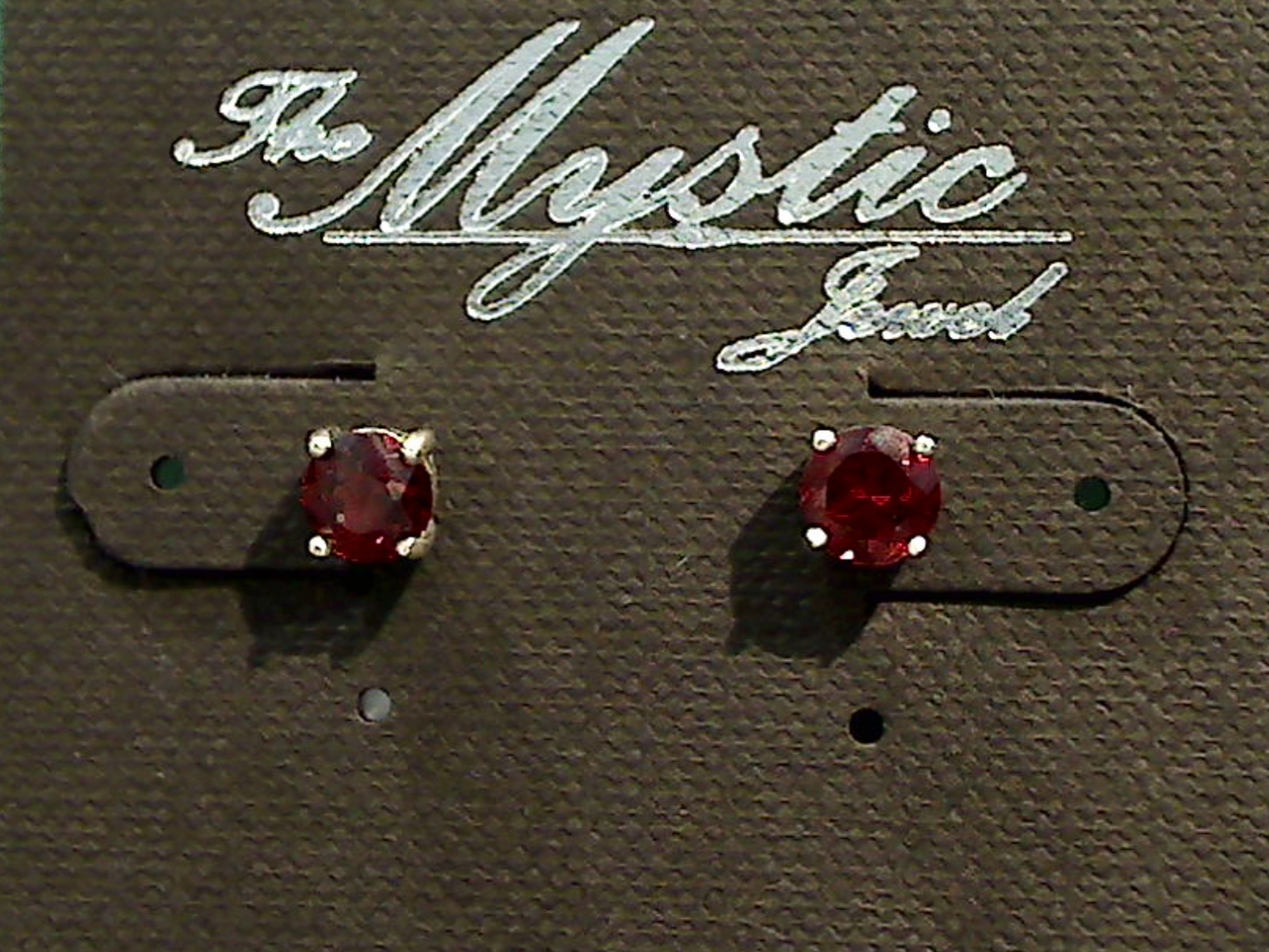 Ornate Ornament Corporate Accent Garnet, Sterling Silver 5MM Stud Earrings