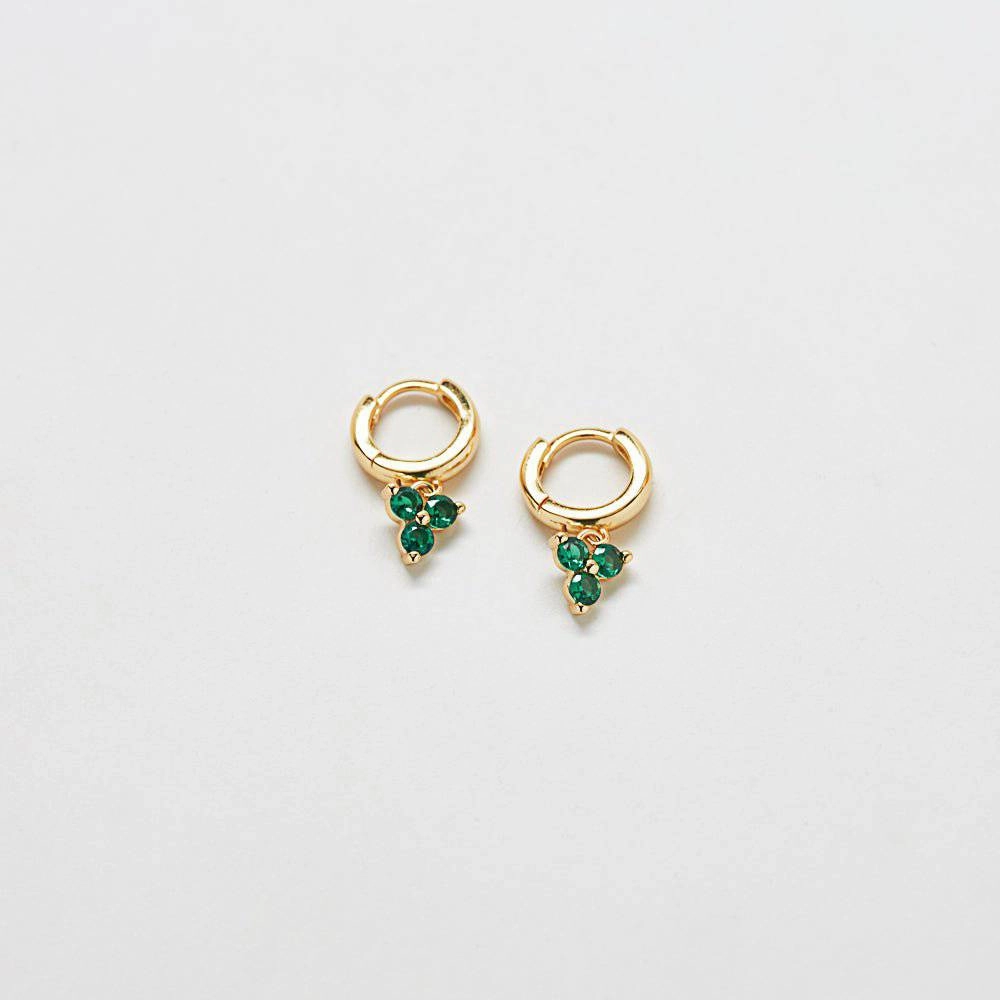 Green Pave Geometric Huggie Earrings Quick Match Dynamic Accent