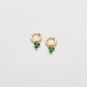 Green Pave Geometric Huggie Earrings Quick Match Dynamic Accent