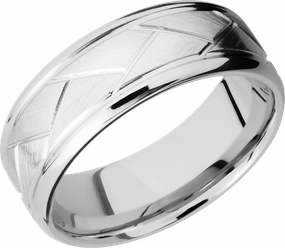 Alluring Touch Cobalt chrome 8mm beveled band with laser-carved flatweave pattern