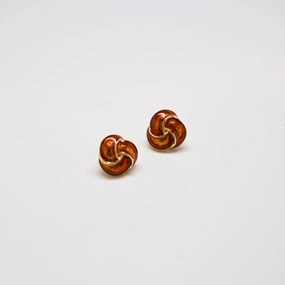 Vintage Amber Enamel Trinity Knot Earrings Seasonal Mood