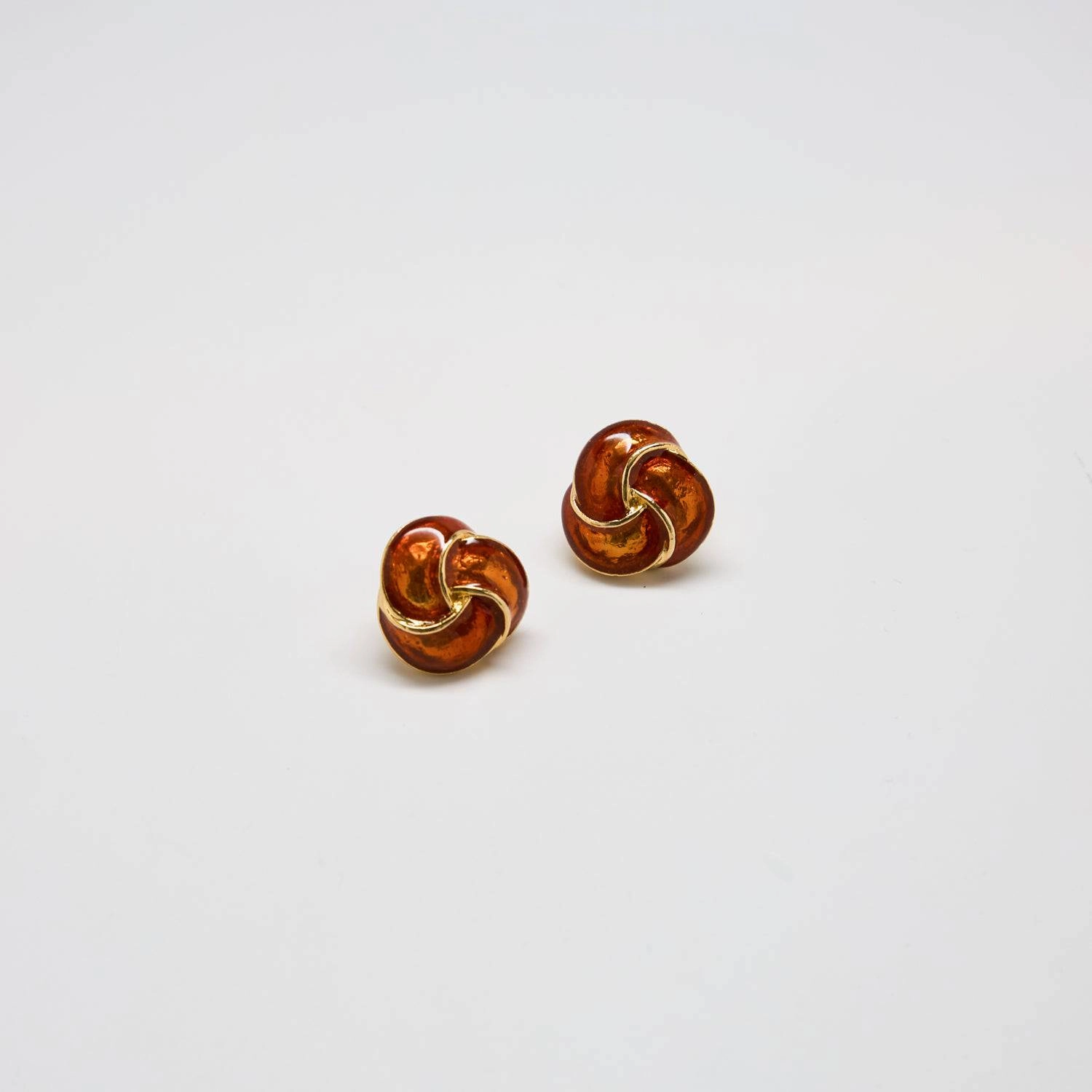 Vintage Amber Enamel Trinity Knot Earrings Seasonal Mood
