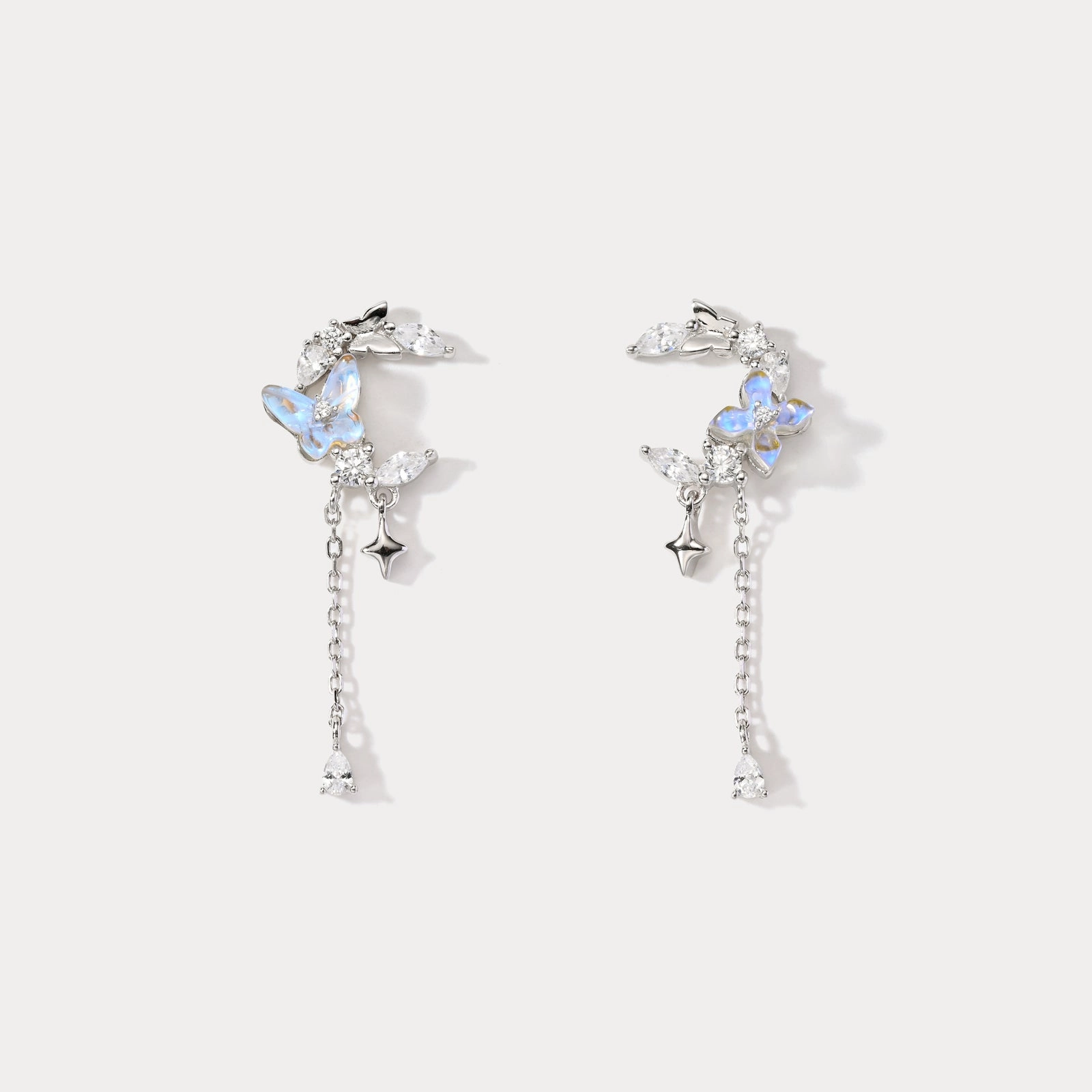 Flawless Sparkle Special Day Flower and Butterfly Silver Earrings